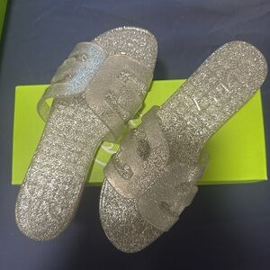 Sam Edelman Silver Glitter Slide Sandals